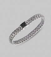 From the Classic Chain Collection. Interlocking sterling silver showcases a black sapphire pavé clasp.Black sapphire Sterling silver Length, about 7¼ Width, about ¼ Clasp closure Made in Bali Please note: Bracelets sold separately. 