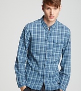 At once timeless and trendy, this classic fit sport shirt stands out with a vivid check pattern and smaller collar.