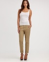 An easy-fitting, cropped trouser shaped in a vintage cotton twill with a hint of stretch is destined to be a wardrobe staple this season and beyond.Flat-front styleButton closureZip flySide slash, back welt pocketsInseam, about 2898% cotton/2% spandexDry cleanMade in USA Model shown is 5'9 (175cm) wearing US size 4. 