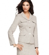 Calvin Klein gives a tweed jacket a springtime twist with a linen and cotton blend and a slim-fitting silhouette.