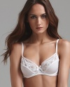 A silky soft underwire bra with ornate lace panels for a sultry style.