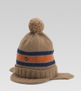 A super warm, super snuggly style in wool tricot with bold signature stripes, cozy earflaps and a giant pompom.Ribbed constructed brim Ear flaps Wool Made in Italy