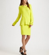 Vibrant cotton-knit look with a ribbed elastic waistband and semi-fitted silhouette. Ribbed elastic waistbandAbout 22 long96% cotton/3% nylon/1% spandexHand washImported