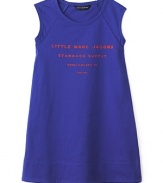A sporty, versatile sleeveless tee from Little Marc Jacobs pairs well with shorts, skirts or jeans and features contrast branding in the front.