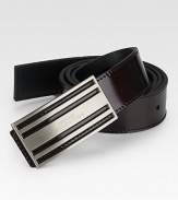 Patent leather with linear cut-out and metal logo buckle.About 1½ wideMade in Italy