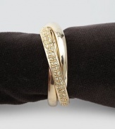 Three slender, gold-plated bands, one encrusted with hand-set Swarovski crystals, add elegance to the table setting. Also available in platinum-plated metal. Beautifully gift boxed Set of 4 Imported