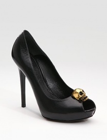 The classic peep-toe, rendered in Italian leather, is toughened up by a punk-chic skull.Lacquered ABS heel, 4¾ (120mm) Hidden platform, ¾ (20mm) Compares to a 4 heel (100mm) Leather lining and sole Padded insole Made in ItalyOUR FIT MODEL RECOMMENDS ordering true size. The classic peep-toe, rendered in Italian leather, is toughened up by a punk-chic skull.Lacquered ABS heel, 4¾ (120mm) Hidden platform, ¾ (20mm) Compares to a 4 heel (100mm) Leather lining and sole Padded insole Made in ItalyOUR FIT MODEL RECOMMENDS ordering true size.