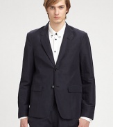 Ready to wear blazer you won't find in your grandfather's closet, in classic-fitting, check print silhouette shaped in a rich linen and cotton blend.ButtonfrontWaist flap pocketsRear vent56% linen/44% cottonDry clean onlyImported