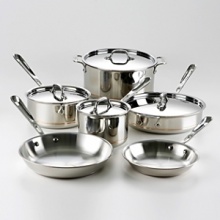 Copper-Core is now available in a 10-piece cookware set for those chefs who want more tools to work with right from the beginning. This collection offers a thick copper core that is surrounded by two layers of aluminum. This allows for superb heat conductivity as well as an even heat distribution so you won't have hot spots when cooking. Set includes 8- and 10-inch fry pans, 2- and 3-quart sauce pans with lids, 3-quart sauté pan with lid, and an 8-quart stock pot with lid. Hand washing recommended. Cookware sets cannot be gift wrapped. Copper-Core is now available in a 10-piece cookware set for those chefs who want more tools to work with right from the beginning. This collection offers a thick copper core that is surrounded by two layers of aluminum. This allows for superb heat conductivity as well as an even heat distribution so you won't have hot spots when cooking. Set includes 8- and 10-inch fry pans, 2- and 3-quart sauce pans with lids, 3-quart sauté pan with lid, and an 8-quart stock pot with lid. Hand washing recommended. Cookware sets cannot be gift wrapped.