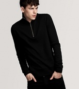 Burberry's sleek half zip pullover rendered in an ultrasoft pima cotton for classic comfort and style.