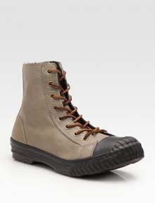 A high-profile look in leather with rugged rubber toe cap and sole. Leather laces Rubber toe cap Padded insole Rubber sole Imported A high-profile look in leather with rugged rubber toe cap and sole. Leather laces Rubber toe cap Padded insole Rubber sole Imported