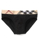 A stylish, supportive brief with contoured pouch and Burberry's vintage check pattern along elastic waist.