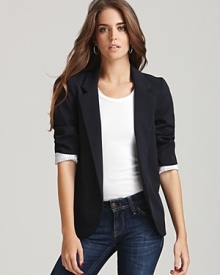 This season, focus on the girls. Aqua's Girlfriend blazer takes the beloved details of the boyfriend blazer, adds striped lining for chic cuffed sleeves and gives it a more feminine silhouette. This season, focus on the girls. Aqua's Girlfriend blazer takes the beloved details of the boyfriend blazer, adds striped lining for chic cuffed sleeves and gives it a more feminine silhouette.