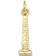 A charm to commemorate the first U.S. president, General George Washington. This monument charm features the iconic shape of an obelisk, and is crafted in 14k gold. Chain not included. Approximate length: 9/10 inch. Approximate width: 2/10 inch.