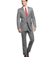 In sleek gray, this Tommy Hilfiger suit gives your dress wardrobe an modern update.