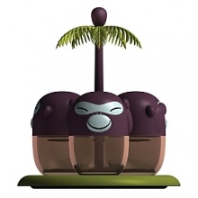 Designed by Stefano Giovannoni, with the collaboration of Rumiko Takeda. Three little monkey spice holders sit firmly in place under a palm tree thanks to their magnetic bases. The containers have dispensers with variously sized holes and openings. The different designs of the three holders - see no evil, hear no evil, speak no evil- help to recognize the content of each one. Transparent amber-colored holders. Designed by Stefano Giovannoni, with the collaboration of Rumiko Takeda. Three little monkey spice holders sit firmly in place under a palm tree thanks to their magnetic bases. The containers have dispensers with variously sized holes and openings. The different designs of the three holders - see no evil, hear no evil, speak no evil- help to recognize the content of each one. Transparent amber-colored holders.