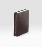 Keep photos neat and organized in this handsome design crafted of hand-stained Italian goatskin with clear pocket pages. 18 leaves hold 72, 4 X 6 photos 36 leaf capacity About 7¾ X 9½ Made in USA