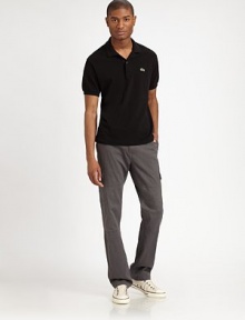 An inspired weekend look without the baggy look of so many other cargos, cut with a straight fit in washed cotton chino. Side slash, back welt pockets Cargo pockets Inseam, 34 98% cotton/2% elastane Machine wash Imported An inspired weekend look without the baggy look of so many other cargos, cut with a straight fit in washed cotton chino. Side slash, back welt pockets Cargo pockets Inseam, 34 98% cotton/2% elastane Machine wash Imported