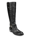 Shining harness hardware pops against refined leather in these work-or-play appropriate VINCE CAMUTO riding boots.