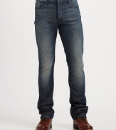 A slim, bootcut fit crafted in fine stretch cotton in a well-worn, lived-in wash.Five-pocket styleButton flyInseam, about 3498% cotton/2% elastaneDry cleanMade in USA
