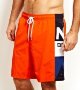 Make waves with this colorful swim trunk from Nautica.