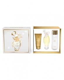 A magical fragrance of movement and poetic charm. A bold and lively scent that evokes a sensual freshness, that is traditional yet daring.The set includes:- 3.4oz. EDT Spray- 3.4oz. Body Lotion- 5.1 oz. Talc A magical fragrance of movement and poetic charm. A bold and lively scent that evokes a sensual freshness, that is traditional yet daring.The set includes:- 3.4oz. EDT Spray- 3.4oz. Body Lotion- 5.1 oz. Talc