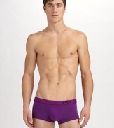 Knit trunks cut with a low rise and super-slim side widths for easier movement. An extreme contoured pouch lends more support and a better profile. Microfiber waist 90% cotton/10% spandex Machine wash Imported 