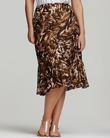 Jones New York Collection's abstract animal-print skirt lends artful flair to workday style.