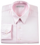 Maintain your crisp, professional look all day long in this handsome, wrinkle-free shirt. With a subtle sateen finish and classic fit, it features a point collar, chest pocket, button cuff and French placket. Round hem.