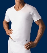 Polo Ralph Lauren 3-pack V neck tees. Three pack of V neck tees in soft cotton jersey. Embroidered pony player on bottom left hem.