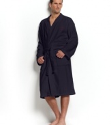 Lush on the inside and out, the kimono robe from Polo by Ralph Lauren is designed in a soft cotton terry velour with pockets on the front. Hem falls to about midcalf. One size fits most.