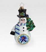 This cheerful snowman will brighten the tree, year after year.Hand-blownHand-painted6 tallMade in Poland