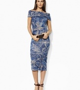 An elegant batik print lends effortless glamour to the breezy Polina cowl neck dress in featherweight fine-ribbed cotton.