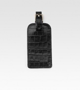 An elegant travel essential is handmade in croco-textured leather. Buckle closure 6¼ X 2½ Made in USA