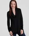 Laurie B.'s cowlneck sweater lends chic to your new-season wardrobe with an exposed black underlayer for a city sleek finish.