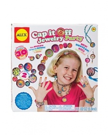 Design colorful jewelry with 2 sizes of bottle caps! Make cool earrings, necklaces, bracelets and rings. Design colorful jewelry with 2 sizes of bottle caps! Make cool earrings, necklaces, bracelets and rings.