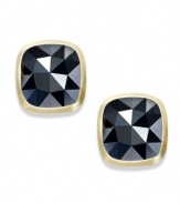Glistening glamour. These rectangle stud earrings, set in 14k gold, give off a lustrous touch with rose-cut black diamonds (3 ct. t.w.), making them perfect for any affair. Set in 14k gold. Approximate size: 1/2 inch x 3/8 inch.