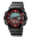 With bold red accents, this handsome sport watch from Armitron grabs attention when it's needed most.