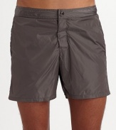 A favorite partner for the sun and sand, finely shaped in quick-dry nylon with slightly cropped legs and patch pockets in back. Back patch pocket Mesh lining Inseam, about 5 Polyamide Machine wash Imported 