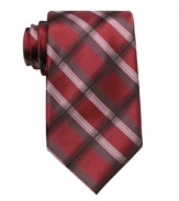 Bring a few new lines to your look with this cool plaid tie from Perry Ellis.