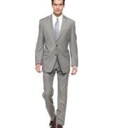 Make your power move with this classic-fit gray sharkskin suit from Lauren by Ralph Lauren.