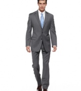Make your power move with this classic-fit gray striped suit from Lauren by Ralph Lauren.