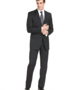 Save yourself a trip to the tailor. This sleek Calvin Klein suit offers a modern slim fit, making it ready to wear right off the rack.