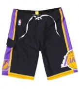 LA Lakers fans, show your support in style with these Quiksilver NBA board shorts.