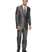 With a subtle sheen and classic cut, you'll be ready to make your power move in this sharkskin suit from Sean John.