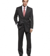 Coffee's only for closers? Have no fear, when you head to the office with this sleek solid suit from Michael Kors, you'll have no problems sealing the deal.