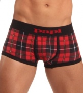 Change up you pattern underneath with these plaid trunks from Papi.