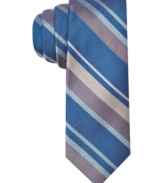Stripes step up any work-week look with this silk tie from Penguin.