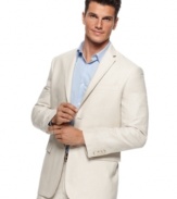 Change the pattern of your business look with this polished herringbone blazer from Perry Ellis.