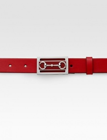 Sleek leather belt with bit detail buckle.LeatherAbout 1¼ wideMade in Italy